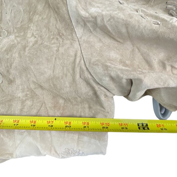 Coldwater Creek Tan Boho Western Embroidered 100% Leather Jacket XL Flower Detai - Picture 6 of 11